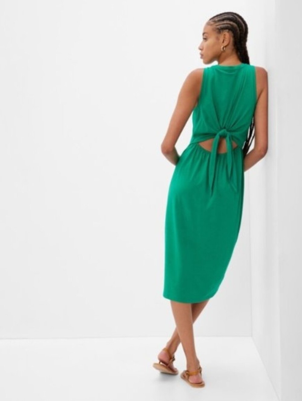 GAP Kelly Green Tie-Back Midi Dress Size Medium